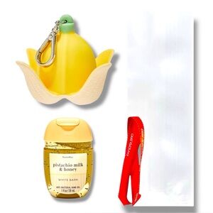Bath and Body Works Banana PocketBac Holder & Pistachio Milk & Honey Sanitizer
